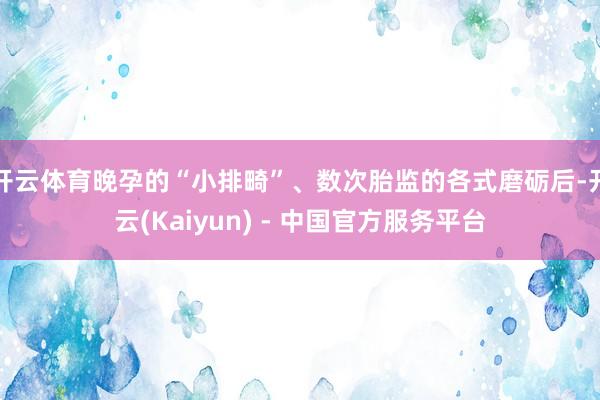 开云体育晚孕的“小排畸”、数次胎监的各式磨砺后-开云(Kaiyun) - 中国官方服务平台