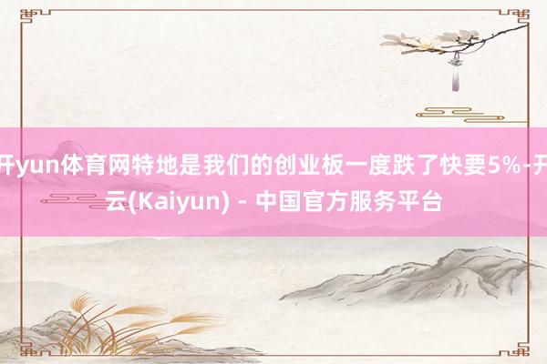 开yun体育网特地是我们的创业板一度跌了快要5%-开云(Kaiyun) - 中国官方服务平台
